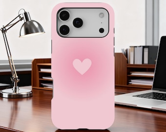 Custodia per telefono aura rosa, custodia per telefono minimal a forma di cuore, custodia morbida per ragazza carina, semplice coccola pastello, iPhone 17 16 15 14 13 12 11, Samsung S25