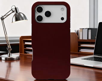 Dark Burgundy Phone Case, Solid Color Minimalist Phone Case, Solid Wine Red Matte Protective Cover, iPhone 17 16 15 14 13 12 11, Samsung S25