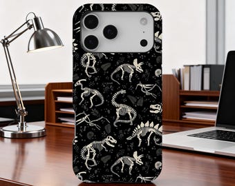 Fundas para teléfono con fósiles de dinosaurio, carcasa resistente con esqueleto de dinosaurio, carcasa con arte abstracto de dinosaurio para iPhone 17, 16, 15, 14, 13, 12 Pro Max y Samsung S25
