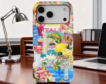 Coastal European Phone Case, Italian Phone Case Amalfi Coast Italy Cover for iPhone 17 16 15 14 13 12 11 Pro Max, Samsung S25 S24 S23 Ultra