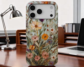 Wildflower Mosaic MagSafe Phone Case, Botanical Floral Stained Glass Phone Cover for iPhone 17 16 15 14 13 12 11 Pro Max, Samsung Galaxy S25