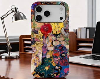 Gustav Klimt Art Inspired Phone Case, Chic Collage Design, Vintage Painting Cover, iPhone 17 16 15 14 13 12 11 Pro Max, Samsung S25 S24 S23
