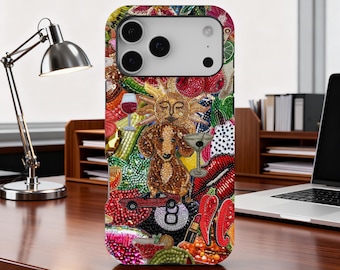 Vintage Mosaic Collage Phone Case, Sun Celestial Mosaic Tiles Cases Trendy Preppy, iPhone 17 16 15 14 13 12 11Pro Max, Samsung S25 S24
