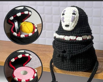 No-Face – patrón de crochet | cesta pequeña de almacenamiento | soporte para rollo de papel higiénico | patrón amigurumi – tutorial PDF