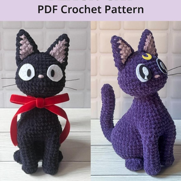 Black cat amigurumi crochet pattern - PDF tutorial