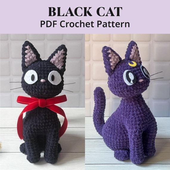 黒猫のあみぐるみ かぎ針編みパターン - PDF チュートリアル - Etsy 日本