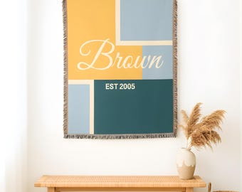 Personalized Woven Family Name Blanket | Custom Cotton Throw