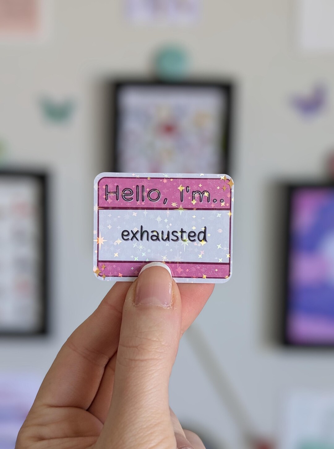 Hello I'm Exhausted Sticker - Holographic Chronic Illness Spoonie ...