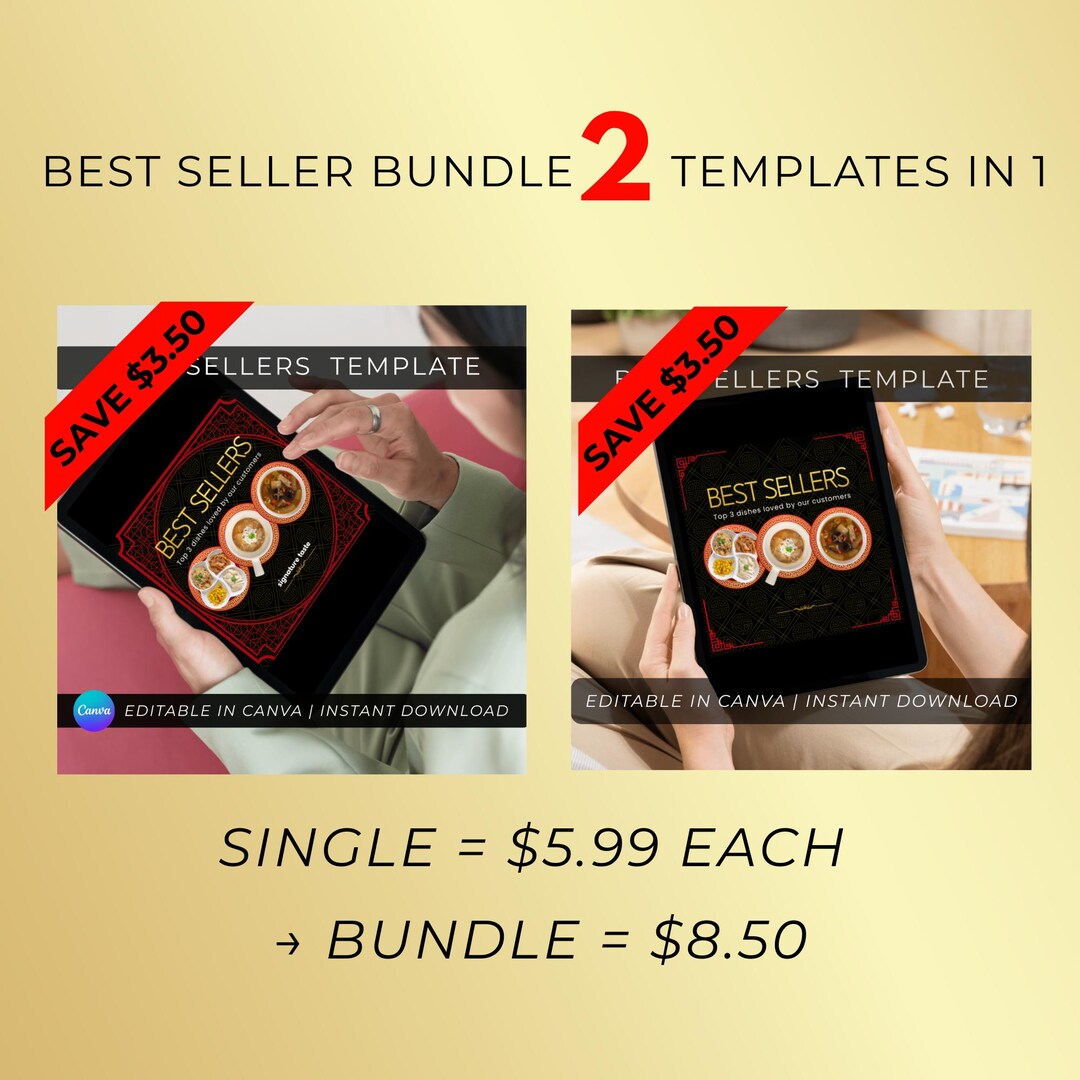 Chinese Restaurant Menu Template Bundle Canva Editable Designs
