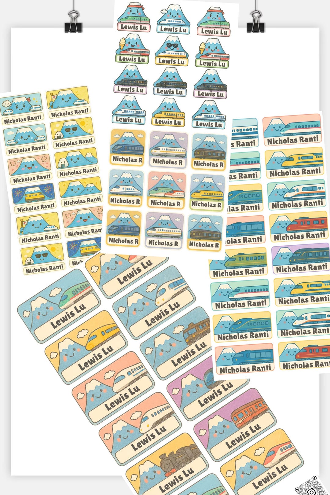 Mount Fuji and Shinkansen Train Name Stickers | Waterproof | School ...