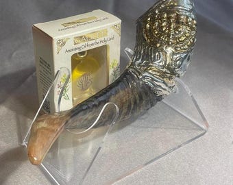 Silver Plated Rams Horn Shofar for Anointing Oil, Messianic, Kosher Polish Shofar, Genuine Shofar Horn, Ram Shofar Horn, Anointing Oil