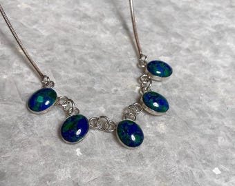 Eilat Stone Silver Necklace, Eilat Stone Jewelry, 925 silver, Stone Necklace, jewish jewelry, Religious, gift for her, blue necklace, stone