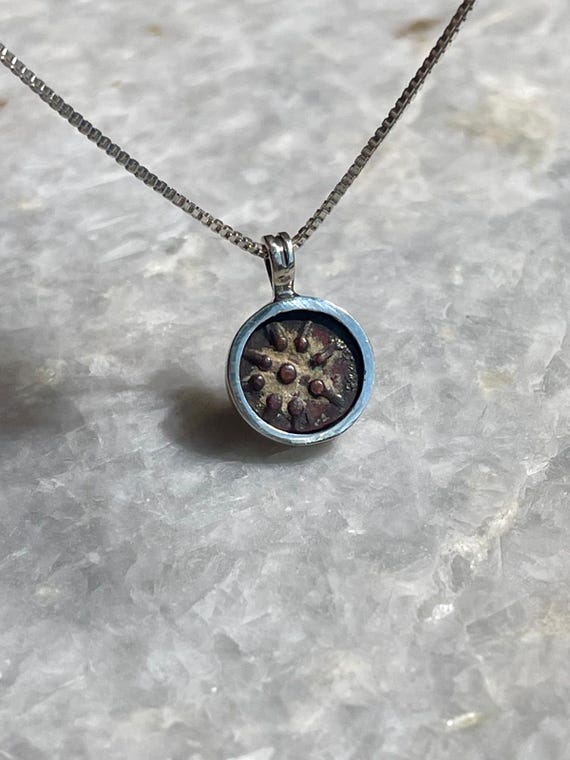 Sterling Silver Widow's Mite Coin Pendant, Holy Land Jewelry