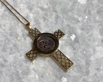 Authentieke munthanger weduwe, kruishanger, 14K goud, christelijk cadeau, religieus cadeau, cadeau voor haar, christelijk cadeau, muntketting