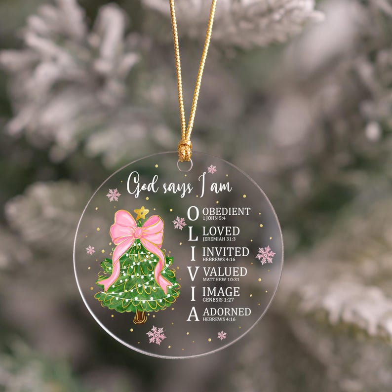 Personalized God Says I Am Name Letter in Bible Verse Acrylic Ornament ...