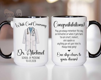 Personalized White Coat Mug, Medical School Graduation Gift, White Coat Ceremony Gift for Doctors Nurses PA
