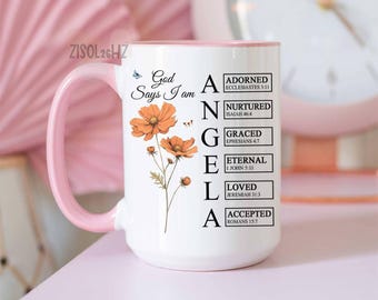 Custom God Says I Am Mug, Bible Verse Birth Flower Mug, Faith Religious Coffee Cup, Christian Gifts for Women