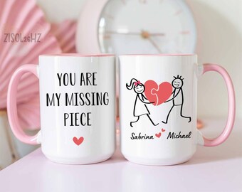 You Are My Missing Piece Mug, Girlfriend Boyfriend Valentines Day Gift, Husband Wife Anniversary Gift, Couple Valentine Gifts