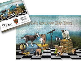 Jigsaw Puzzle | 500 Pieces | My Kids Are Cuter | Goats  | Livingstone Puzzles | NEW | Made In USA