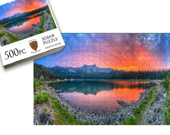 500 Piece Jigsaw Puzzle | Three Creeks Lake Sunset | Livingstone Puzzles | NEW | Made In USA