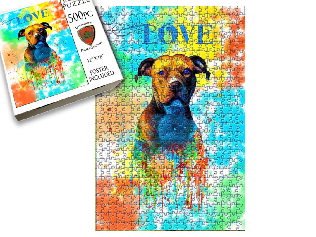 Jigsaw Puzzle | 500 Pieces | Pitbull Love | Livingstone Puzzles | NEW ...