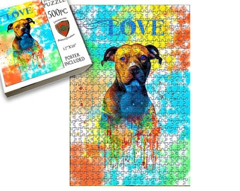 Jigsaw Puzzle | 500 Pieces | Pitbull Love | Livingstone Puzzles | NEW | Made In USA