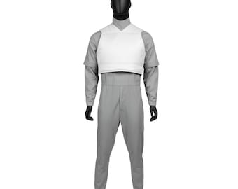 Death Watch Mandalorian Flight Suit – Grey Undersuit + White Flak Vest Cosplay