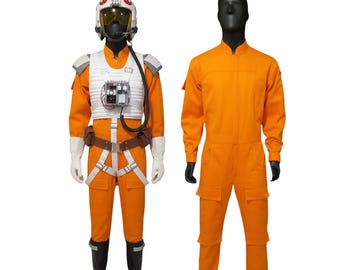 Star Wars X-Wing Pilot Costume – Rebel Alliance Flight Suit, Orange Cosplay Jumpsuit