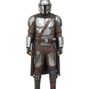 Din Djarin Mandalorian Flight Suit with Leather Holster Belt – Brown Soft Parts Undersuit, Star Wars Bounty Hunter Cosplay
