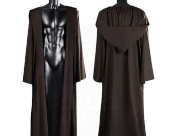 Jedi Knight Hooded Robe Cosplay | Brown Jedi Cloak Costume | Star Wars Inspired Jedi Robe for Halloween & Conventions