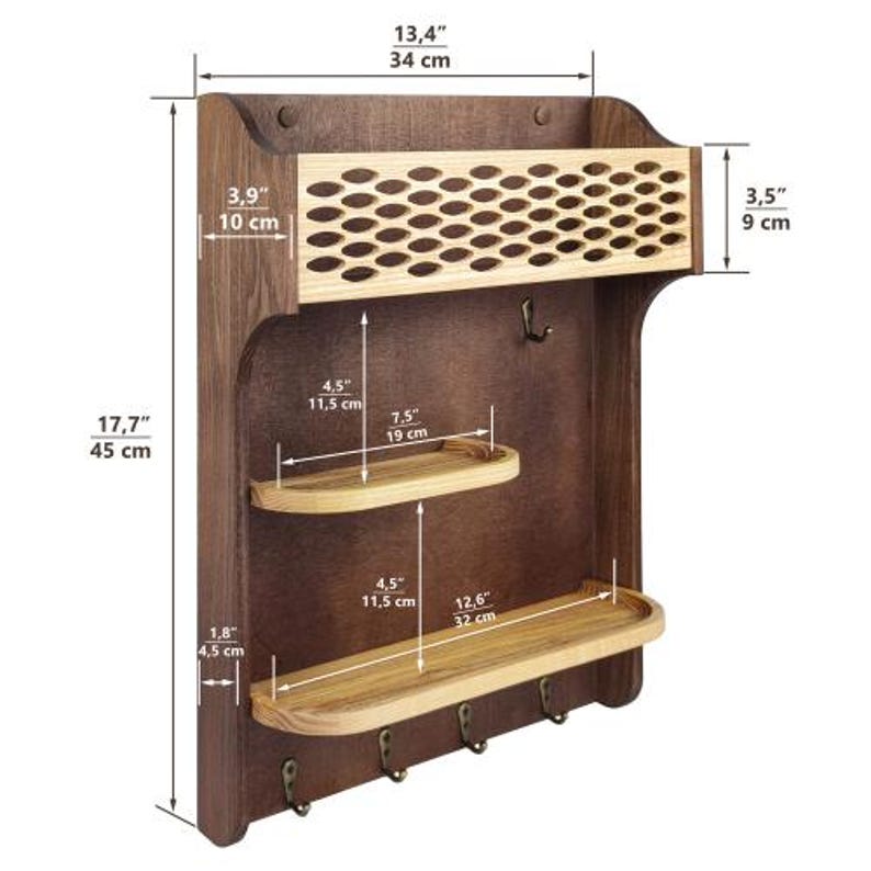 Rustic Wood Key Holder With Shelves - Handmade Entryway Organizer - Etsy