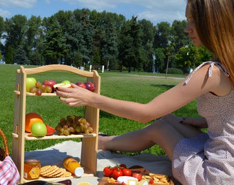 Rustic Kitchen Organizer: Handmade Wooden Shelf, wood shelf, 3 tier stand, fruit rack