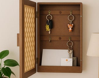 Handmade Wooden Wall Key Cabinet: Rustic Entryway Organizer