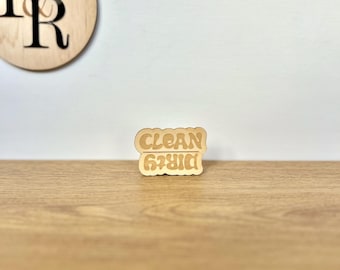 Reversible Wood "Dirty/Clean" Dishwasher Magnet | Kitchen Organization