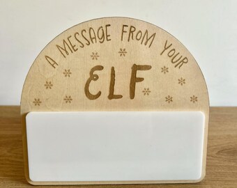 Elf Message Board – Wooden Christmas Elf Prop, Reusable Sign