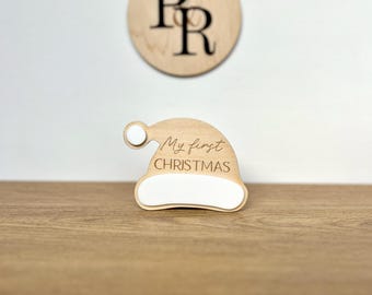 Baby's First Christmas Milestone Sign | Santa Hat Photo Prop