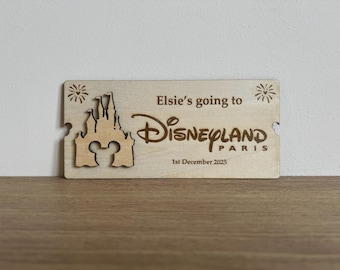 Personalised Wooden Disney Trip Reveal Ticket | Disneyland Gift Ideas