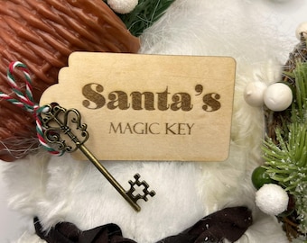 Magiczny klucz Świętego Mikołaja – tradycja wigilijna | Drewniana ozdoba w kształcie klucza Świętego Mikołaja | Pamiątkowy prezent świąteczny dla dzieci