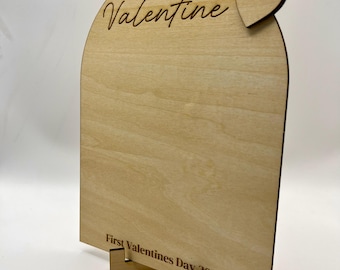 Baby's First Valentines Footprint Handprint Sign | Wooden Keepsake Craft