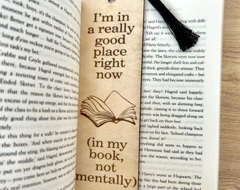 Witty Engraved Wooden Bookmark with Tassel | Book Lover Gift