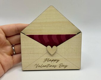 Wooden Gift Card Holder | Personalised Voucher Holder | Valentine’s Day Gift | Engraved Wooden Envelope