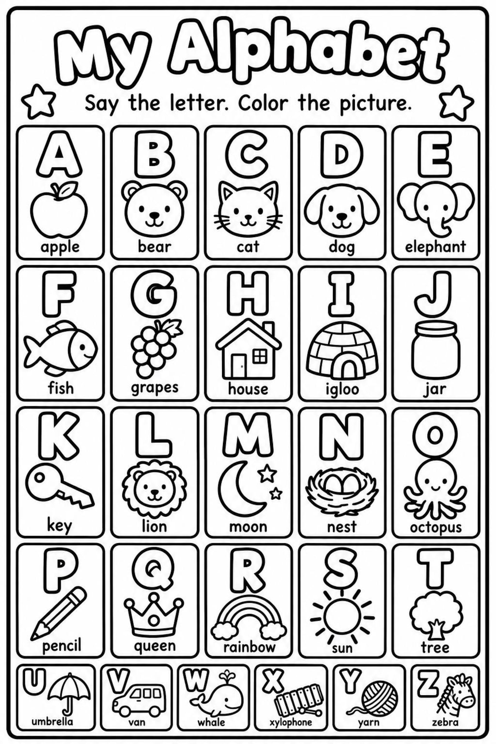 Alphabet Coloring and Writing Worksheet for Preschool and Kingergarten ...