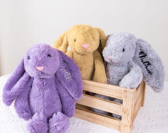 Personalized Plush Bunny Rabbit: Custom Embroidered Easter Gift,Monogrammed Bunny,Newborn Baby Gift,Flower Girl Gift,Bunny Soft Plush Toy