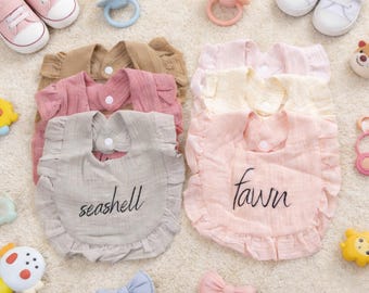 Personalized Ruffle Baby Bib: Embroidered Cotton Name Bib,Custom Cotton Bib,Bibs For Babies & Infants,Baby Girl Bib,Newborn Gifts