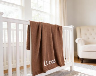 Personalised Newborn Gift,Custom Embroidered Baby Name Blanket,Welcome Baby Blanket Keepsake, Unique Baby Shower Gift, Baby Girl Blanket