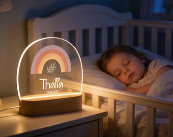 Personalized Rainbow LED Nursery Lamp, Baby Name Sign