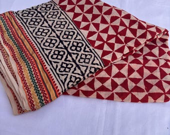 Hand Block Printed Cotton Sarong Boho Beach Wrap, Lightweight Scarf