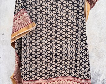 Handmade Indian Block Print Cotton Sarong, Beach Wrap (44x72 Inches)