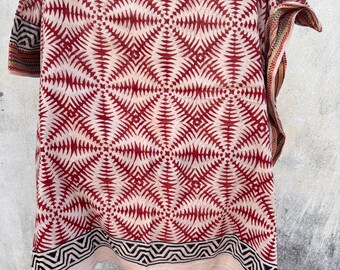 Hand Block Printed Cotton Sarong: Beach Wrap Pareo, Soft Scarf