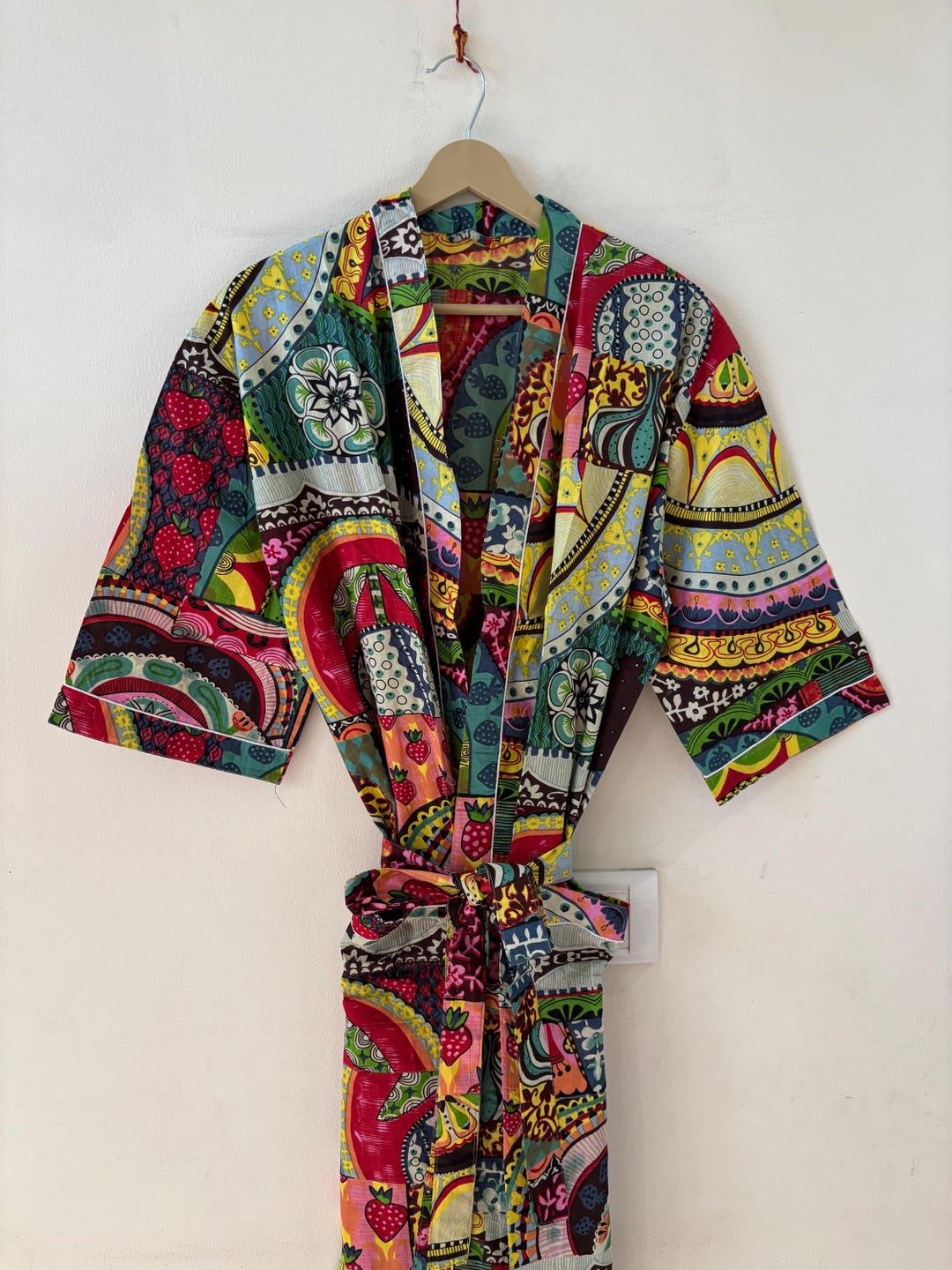 Cotton Kimono Robe: Israeli Print, Boho Beach Cover-up - Etsy